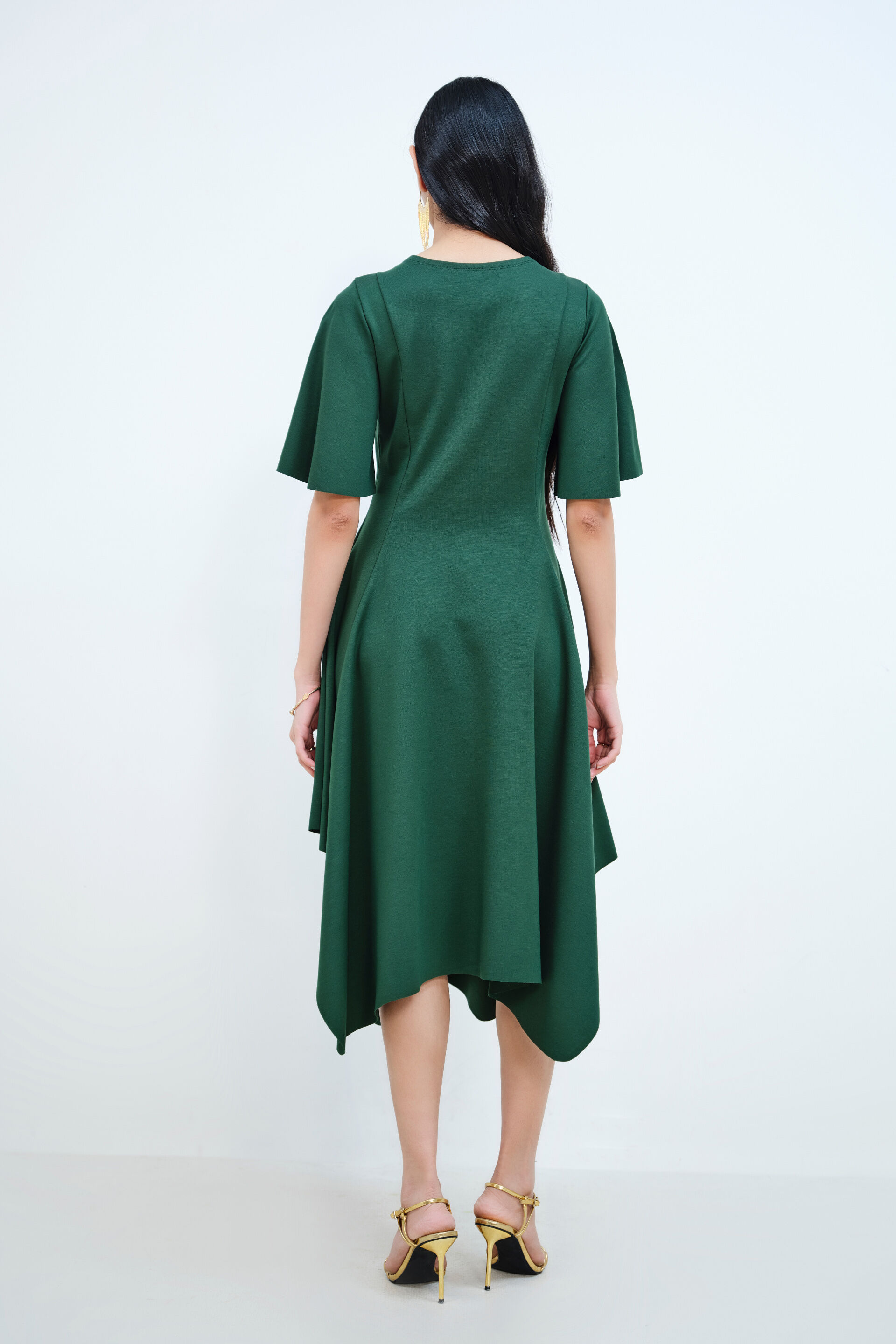 Celine Solid Emerald Green Dress, Emerald Green, image 5